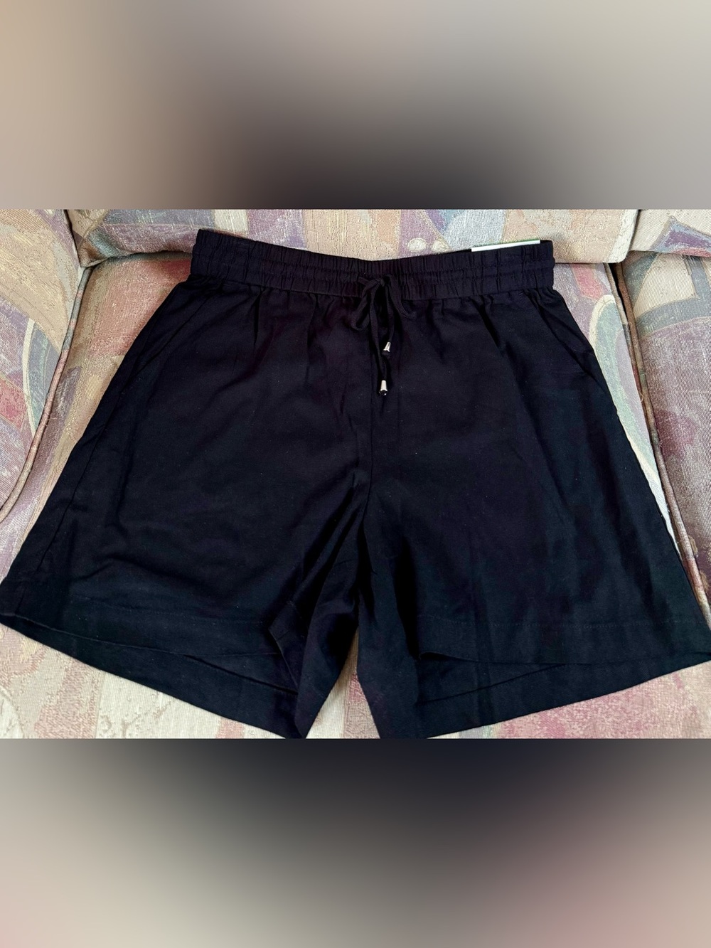 INC International Concepts Black Linen Drawstring Shorts; Large; NWT!